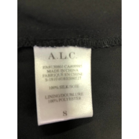 A.L.C. Nadia Silk Dress Floral Print Long Sleeve High Neck Black Size 8 - Picture 9 of 10